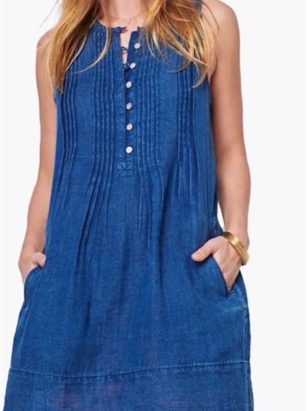 Faherty Indigo Blue Sleeveless Mini Dress